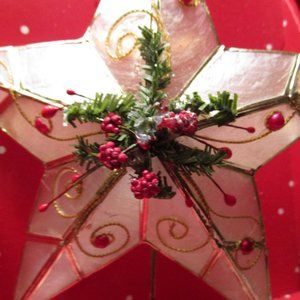 Holiday Time Red Beaded Star Tree Topper